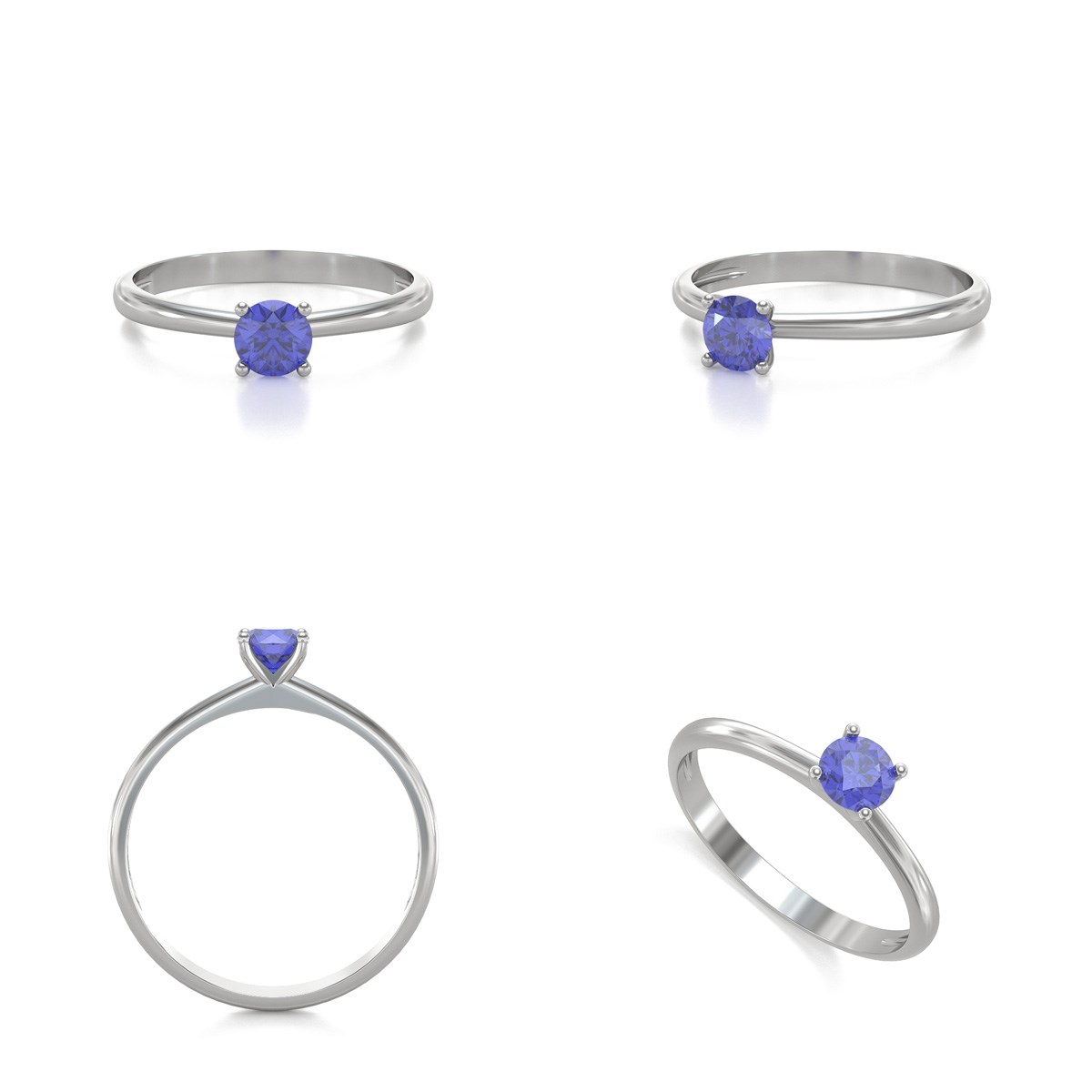 Bague Solitaire Tanzanite sur Argent 925 1.59grs