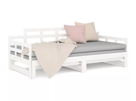 Lit coulissant sans matelas blanc bois de pin solide