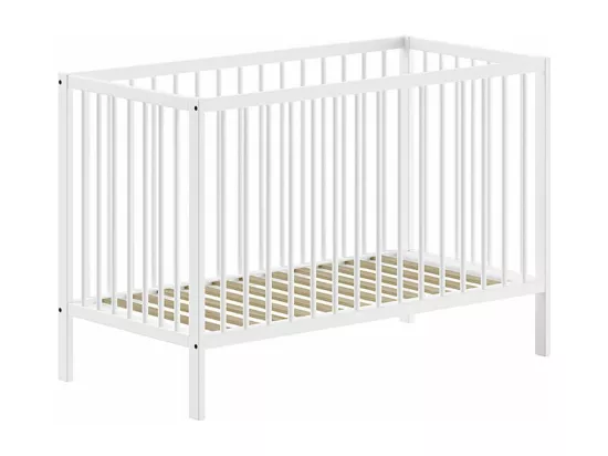 ELIOTT - Lit Bébé 60x120 en Hêtre Massif Laqué Blanc