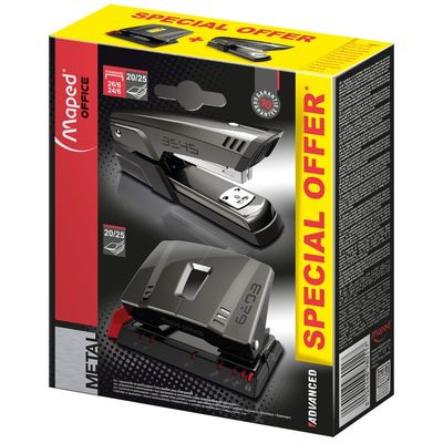 Maped - Kit agrafage Advanced : agrafeuse Half Strip + perforateur 20/25 feuilles