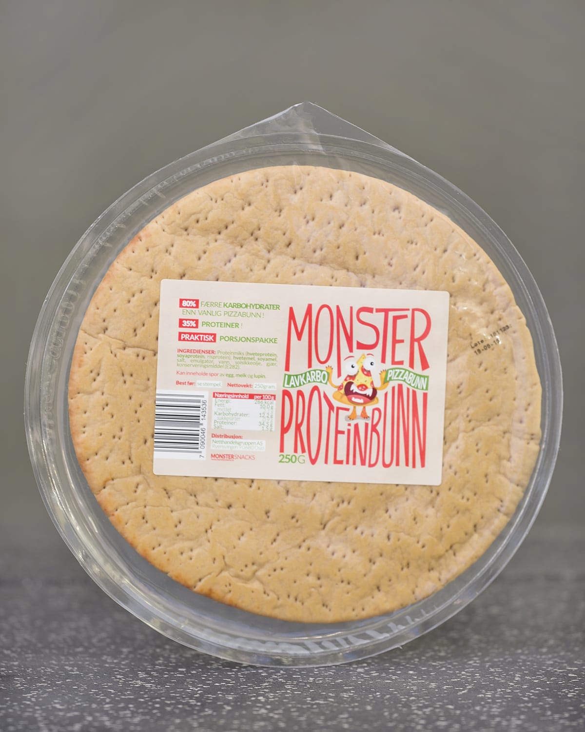 Monster Lavkarbo Pizzabunn 3x250g - TREPAKNING