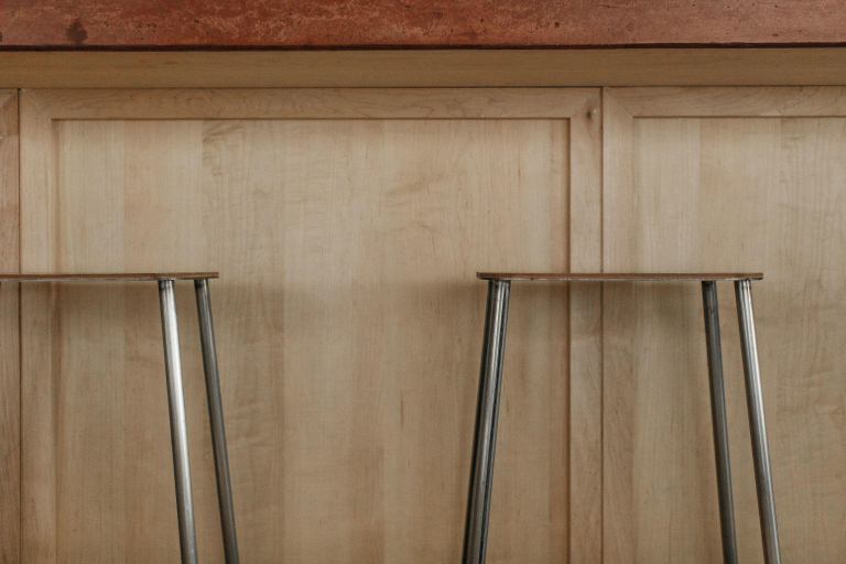 Frama Adam barkruk H76 naturel leer/staal