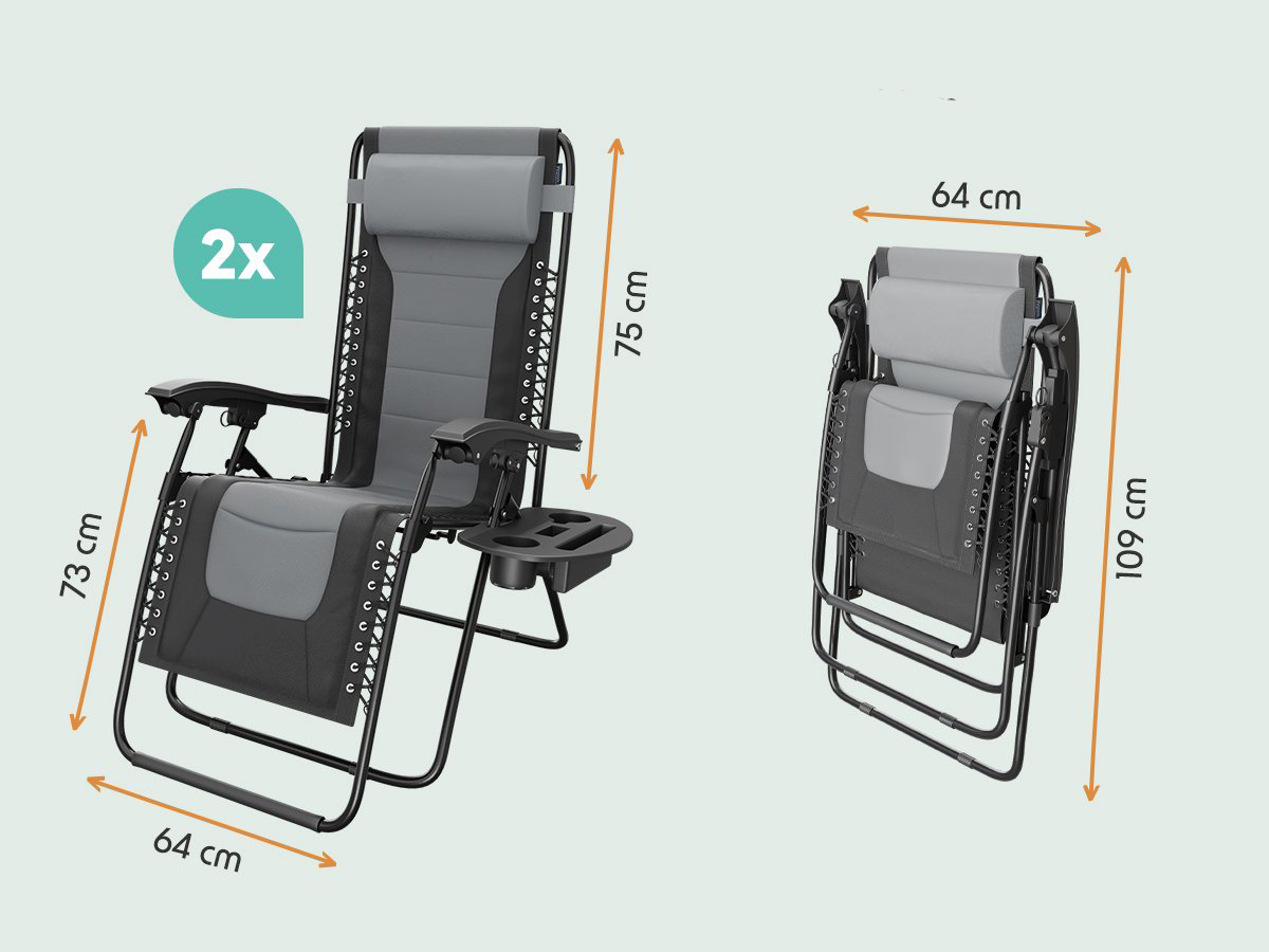 LifeGoods Comfort set van 2 relaxstoelen - Black/Grey