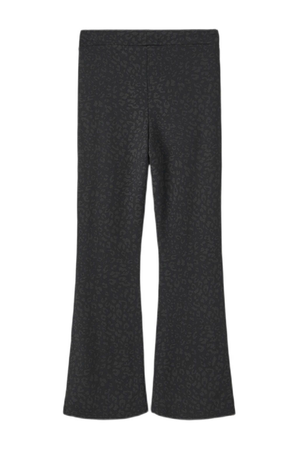 NAME IT flared broek NKFTRIKKALEO met panterprint zwart