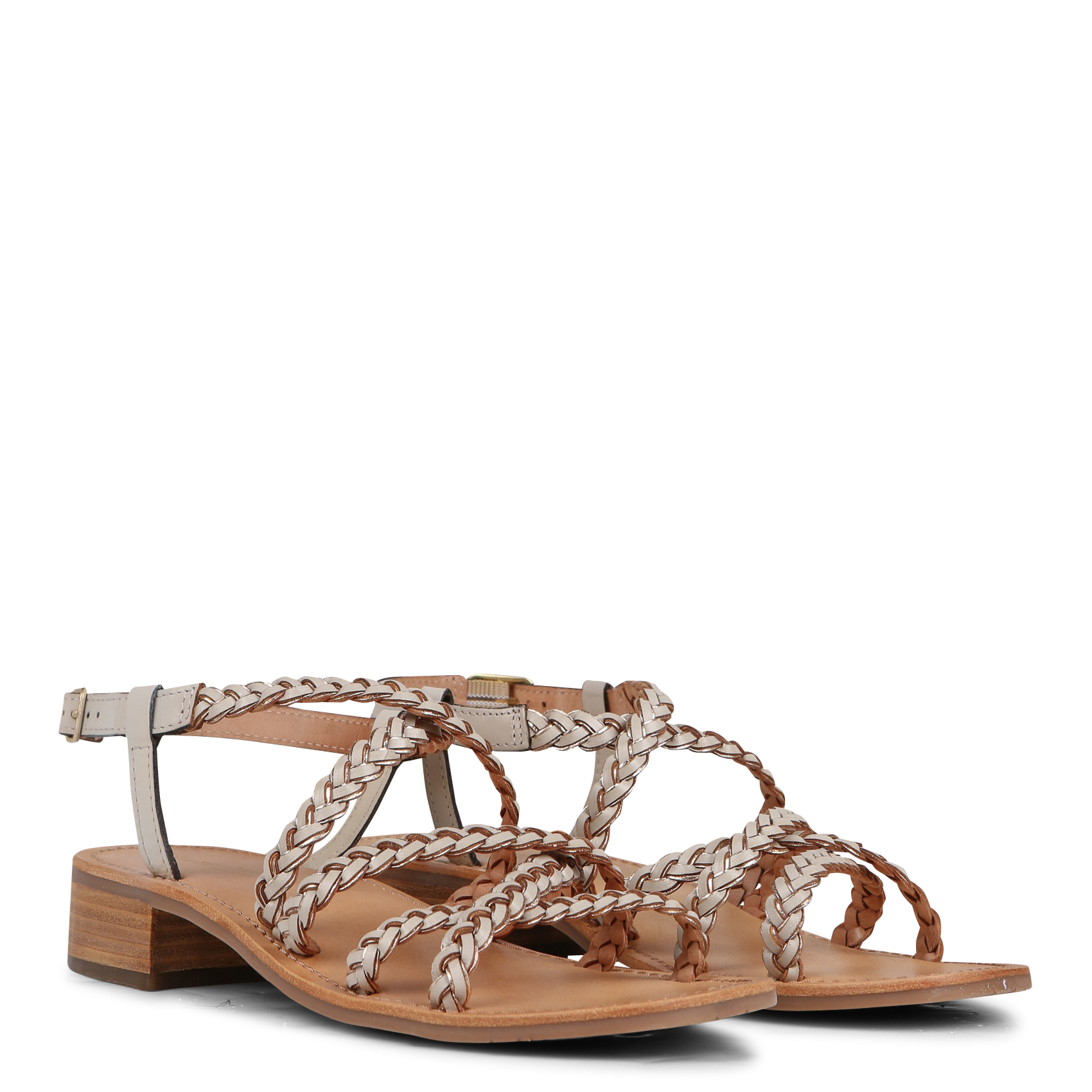 HAPIRON - Sandales à petit talon en cuir | Beige