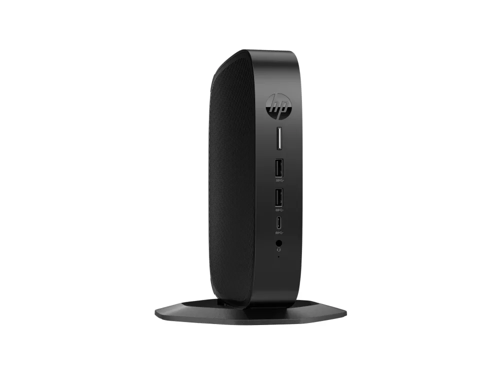 HP Elite t655 - Tynd klient - SFF 1 x Ryzen Embedded R2314 / op til 3.5 GHz - RAM 4 GB - flash 32 GB - eMMC - Radeon Graphics - Gigabit Ethernet, Bluetooth 5.2, IEEE 802.11ax (Wi-Fi 6) - HP ThinPro - skærm: ingen - tastatur: tysk