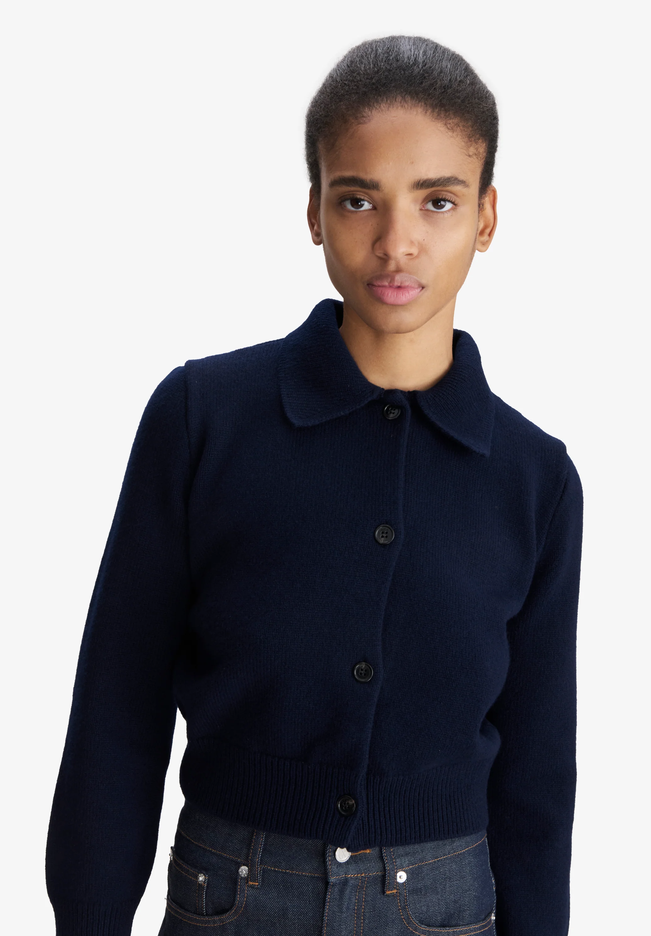 Cardigan polo uni - Dark navy