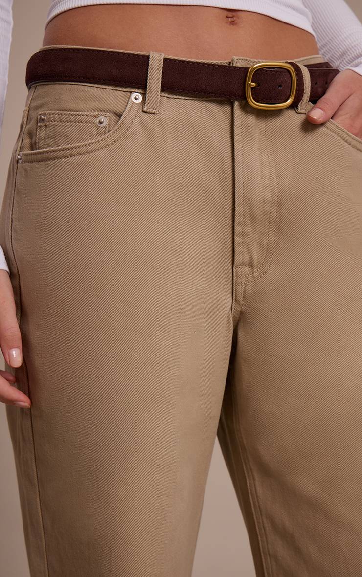 Sable Jean Droit En Denim Taille Mi-haute