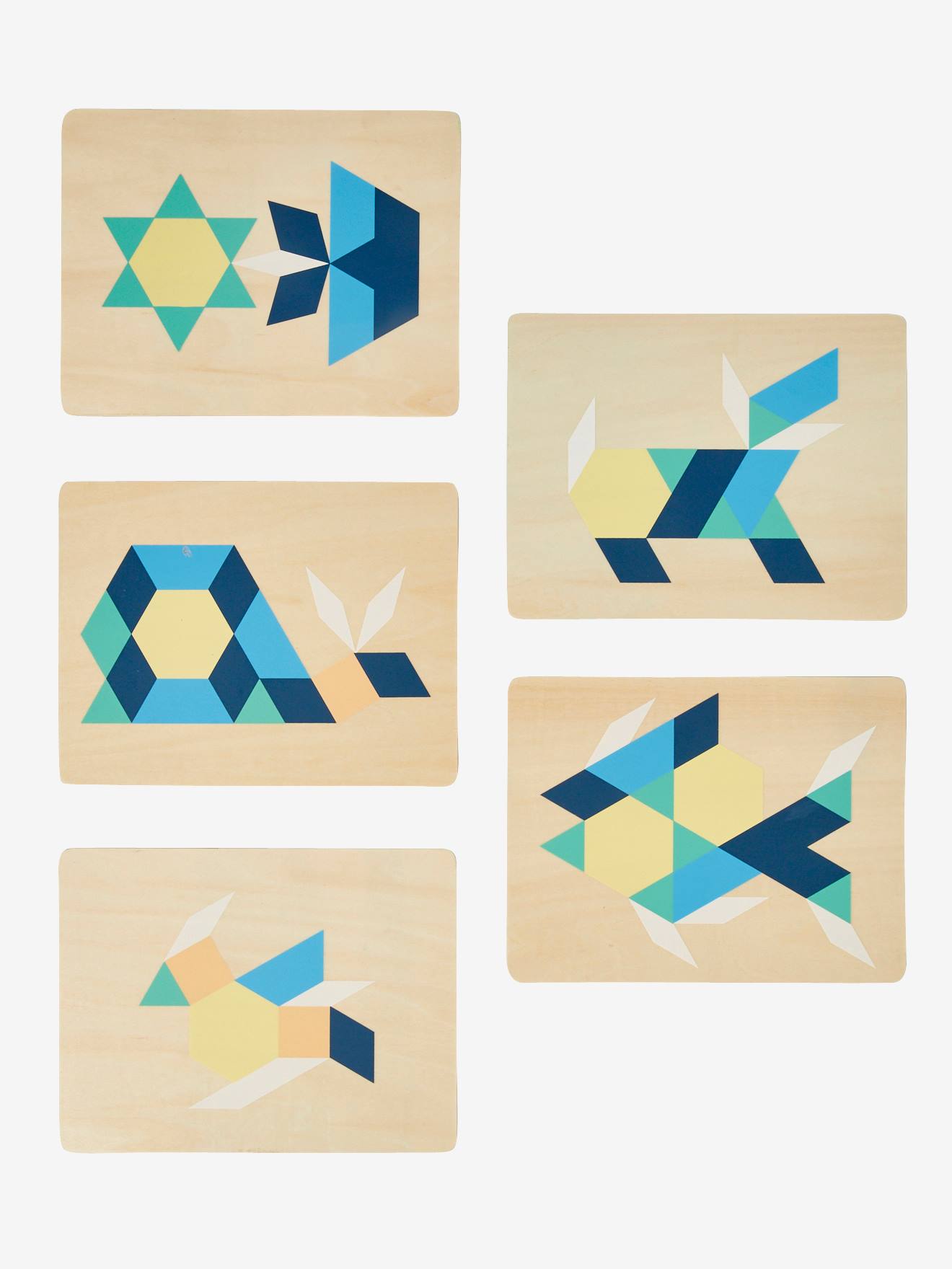 tangram de madeira multicolorido