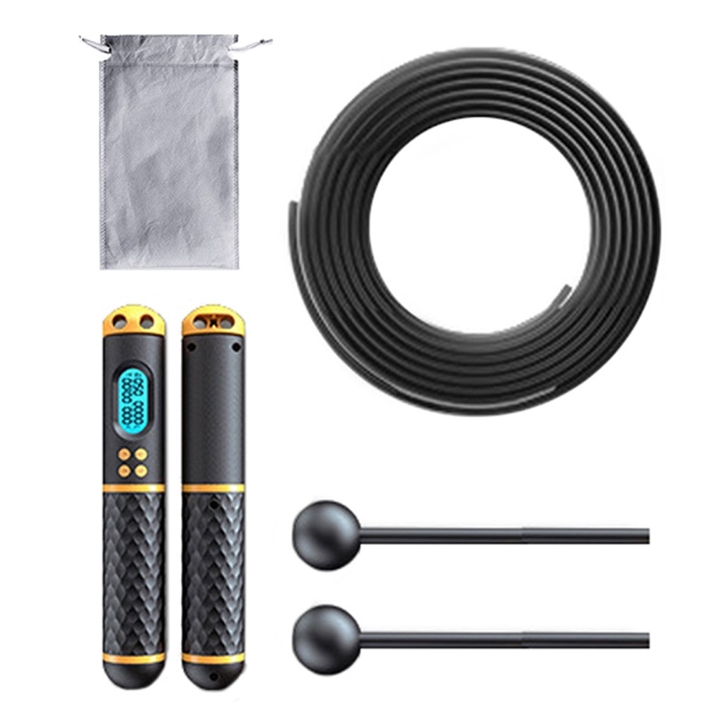 Digitales Smartes Sport Springseil Hüpfseil LCD Anzeige   Schnurlosem Indoor Seil - Schwarz / Gelb
