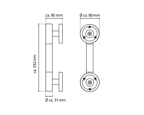 Handgreep RIDDER Ken 33,2 cm chroom/zwart A262310