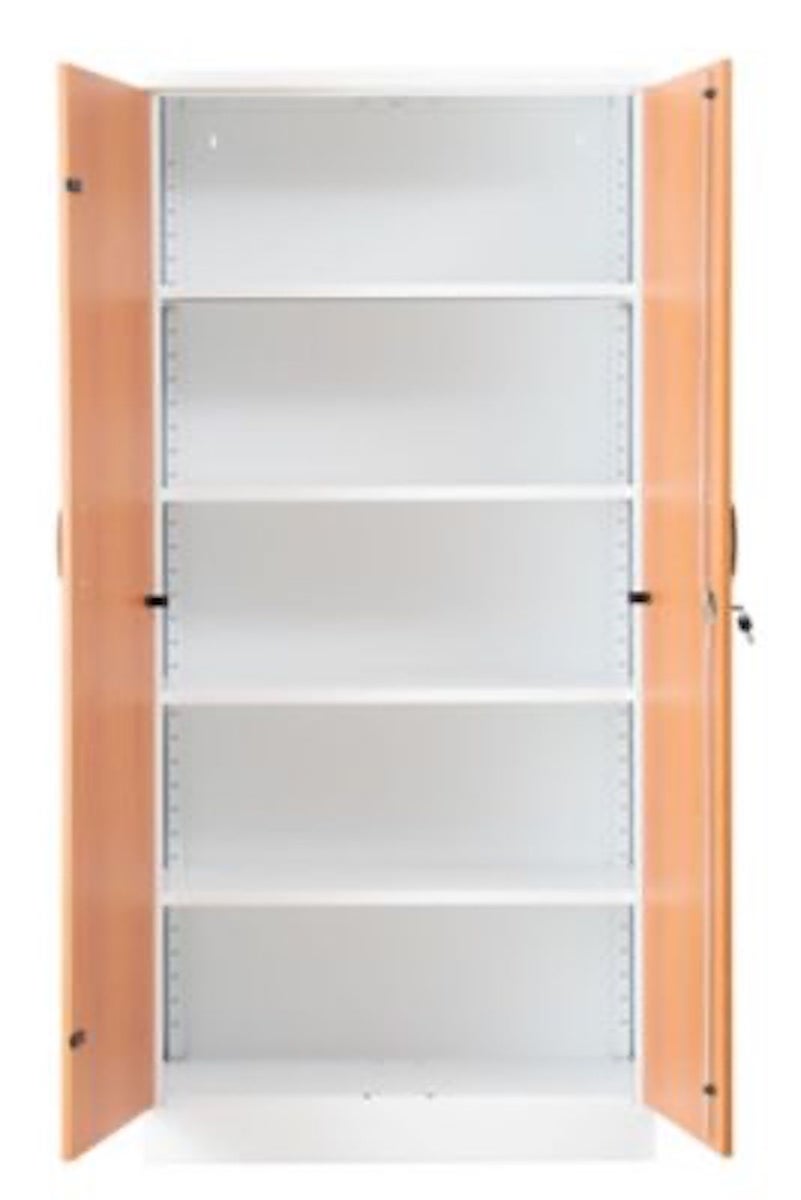 PROREGAL Beetle archiefkast met 4 legplanken, afmetingen (H x B x D): 195 x 92 x 42 cm, wit & elzenhout