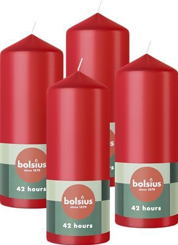 Bolsius - Gladde Stompkaarsen - 15cm - 4 stuks - Rood