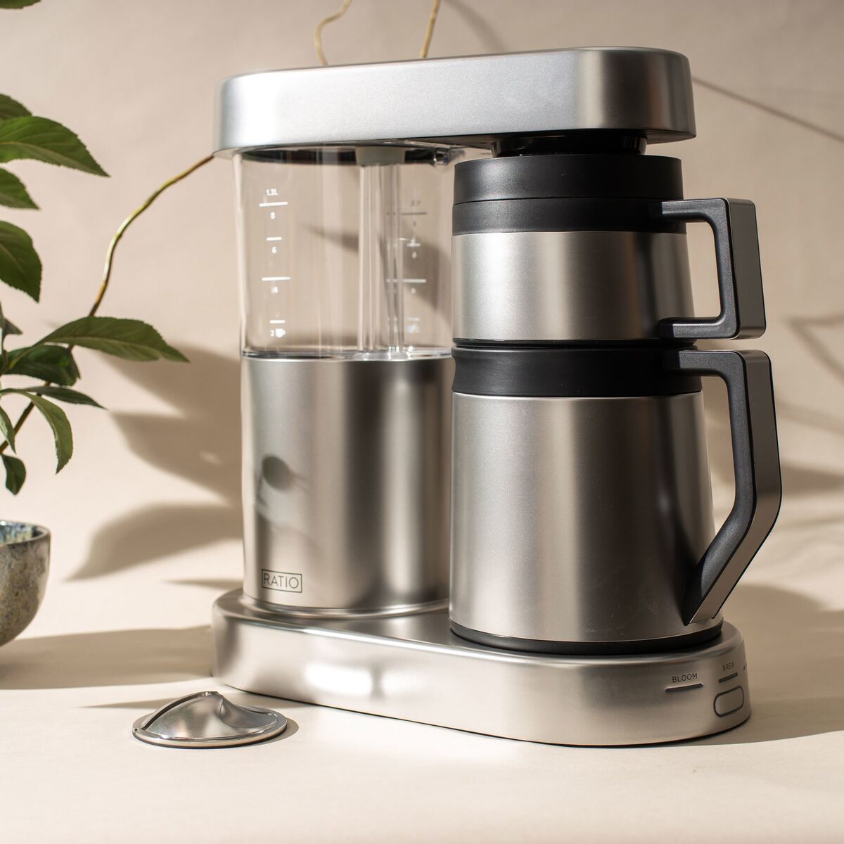 Six kaffetrakter 1,25 liter, matt rustfritt stål