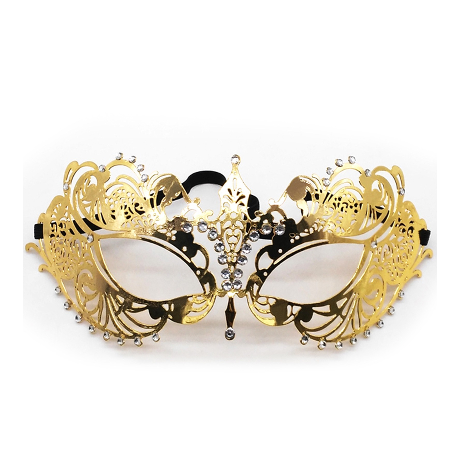 Venezianische Maske Fasnacht Halbmaske Kostüm Zubehör Metallic Motto Party Accessoire Halloween Foto Requisite mit Strassteine - Gold