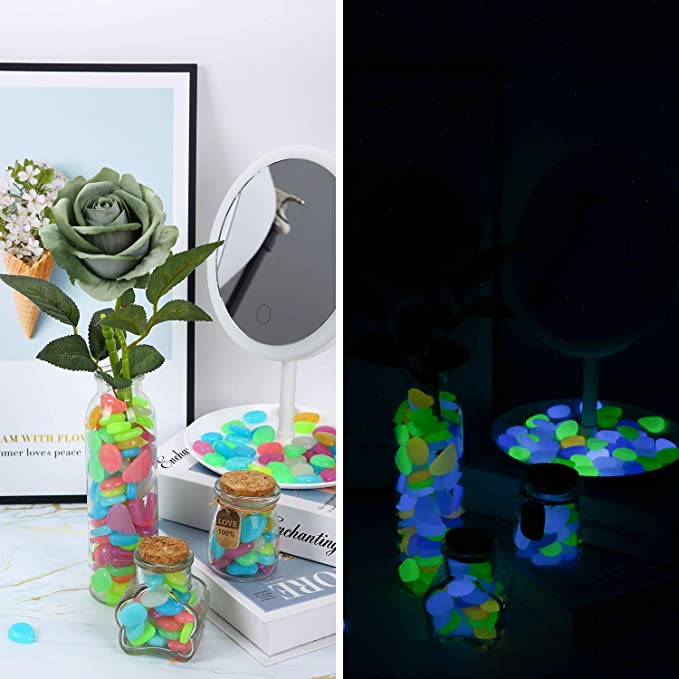 (100er Set) 10mm Fluoreszierende Pebble Steine Leuchtende Mini Kieselsteine für Home / Garten / Aquarium Deko - Rosa