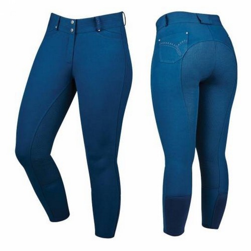 Calças de montaria femininas Poseidon Lunar com assento acolchoado, azul marinho