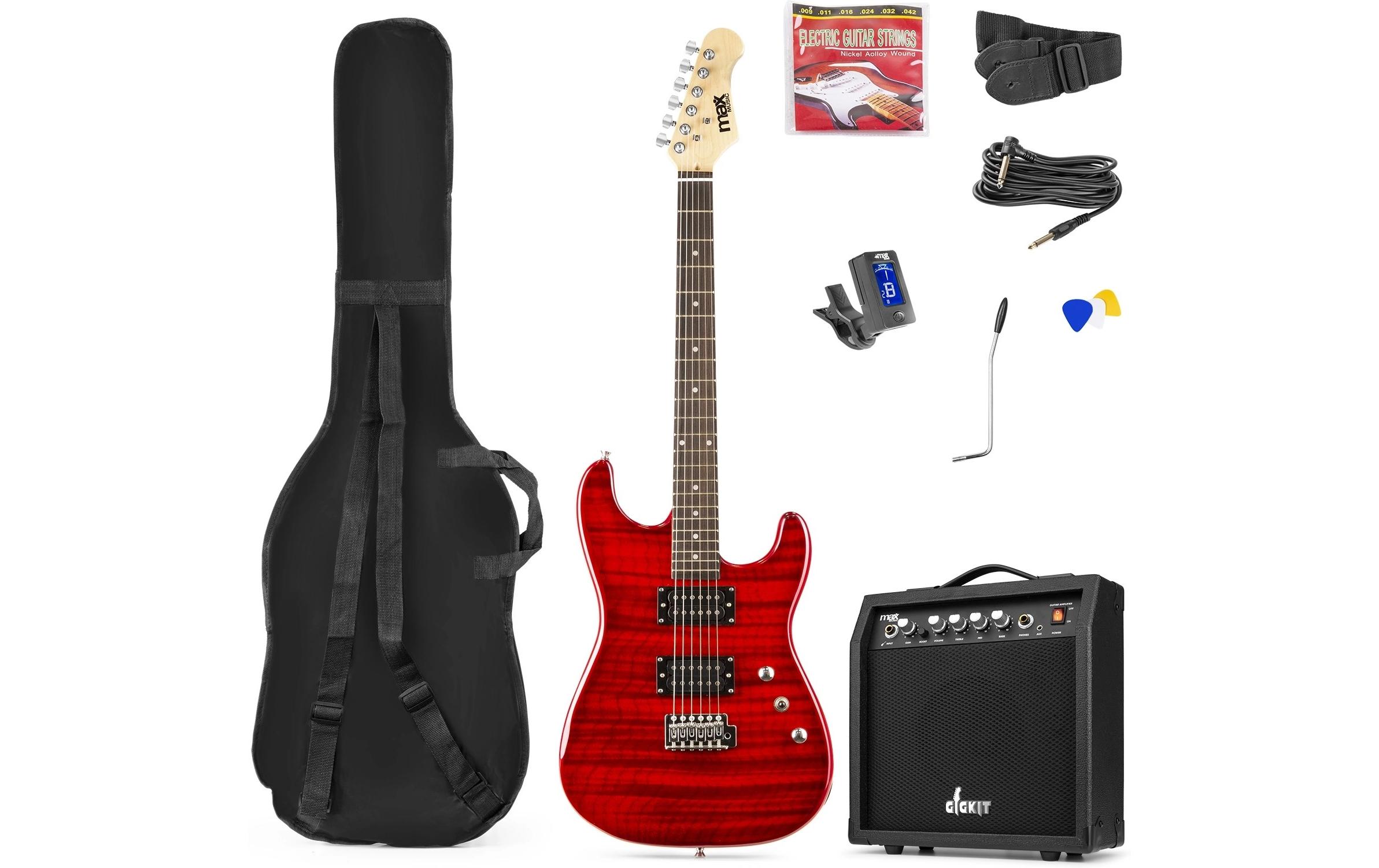 E-Gitarre GigKit Quilted Style Rot<br>E-Gitarre mit Zubehör