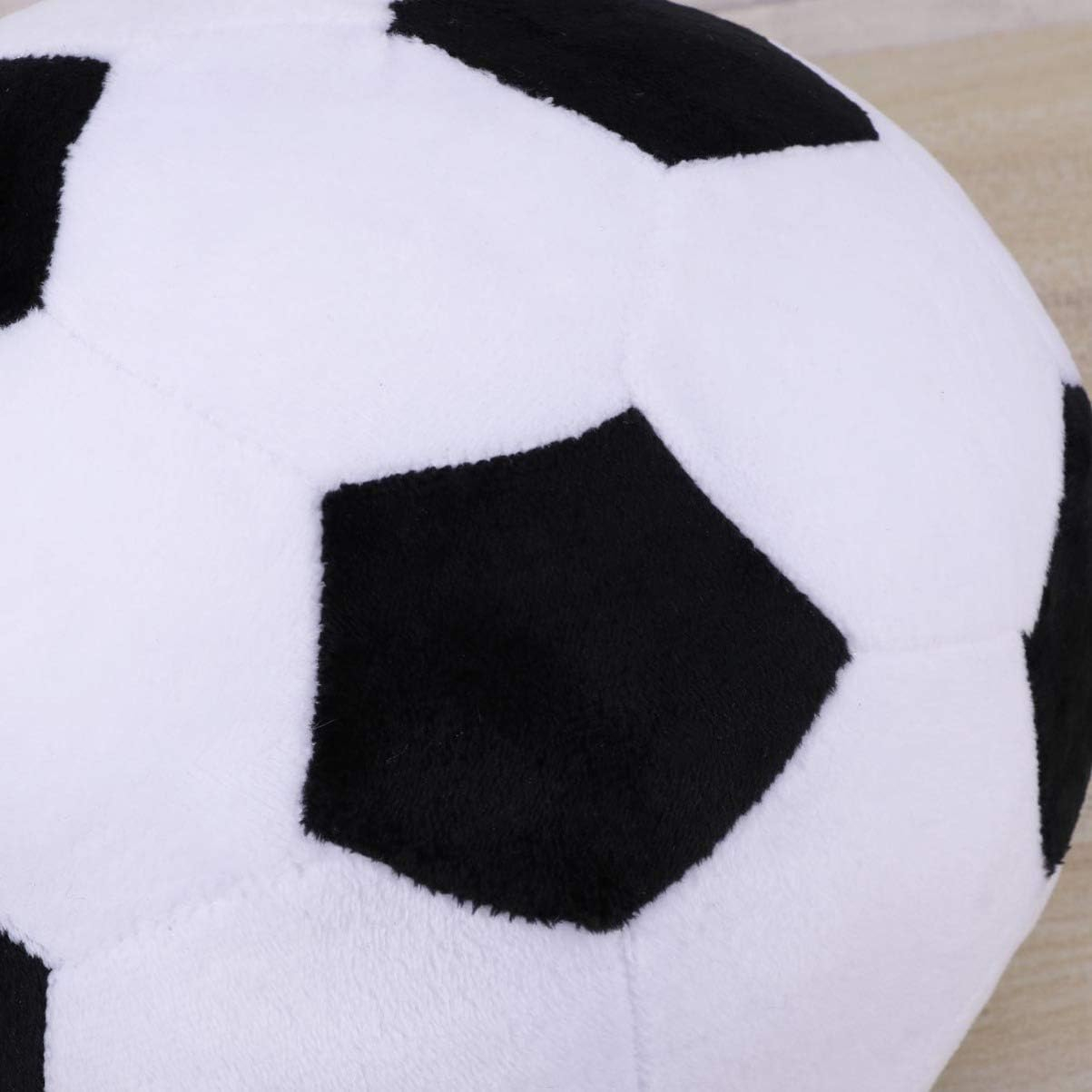 (Ø22cm) Stoff Fussball Kissen Home Deko Weicher Plüsch Spiel Ball - Schwarz / Weiss