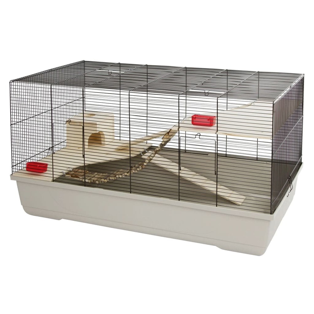 Cage pour petits animaux gabbia 100x53x55 cm taupe et rouge