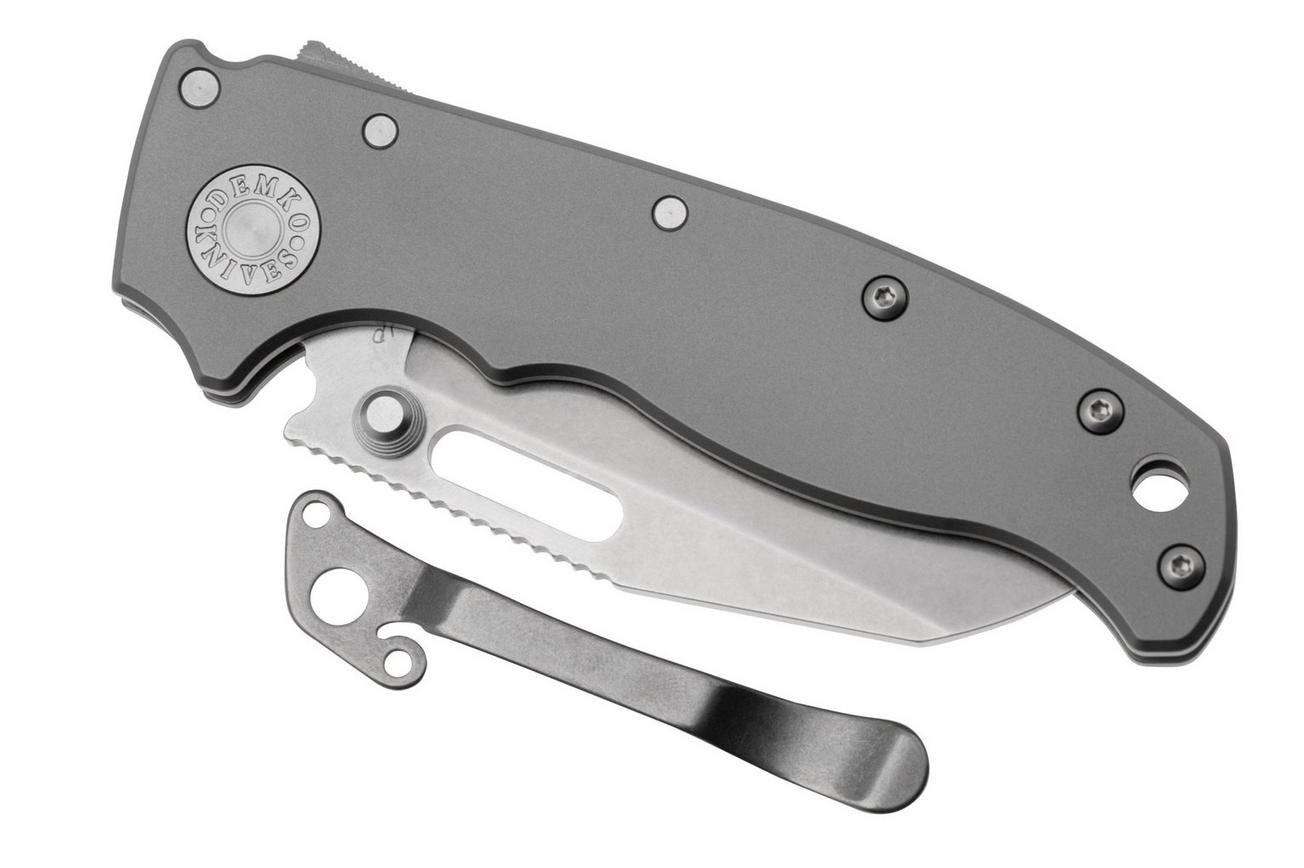 Demko Knives AD20.5 Shark-Lock CPM 20CV Shark Foot AD205-20CV-TI-SF Smooth Titanium, zakmes
