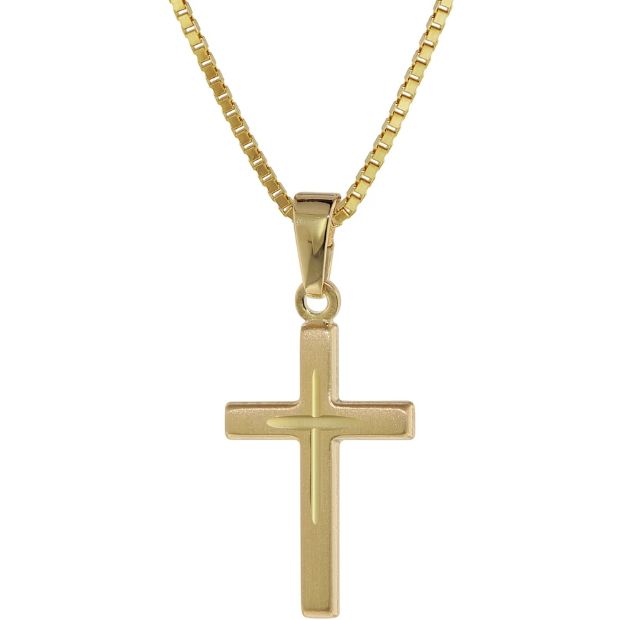 trendor Kreuz-Anhänger Gold 333 8 Kt. + Goldplattierte Silber-Halskette gold