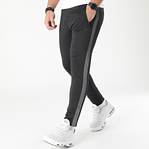 Pantalon Jogging Training Bande 0037 Noir Gris Anthracite