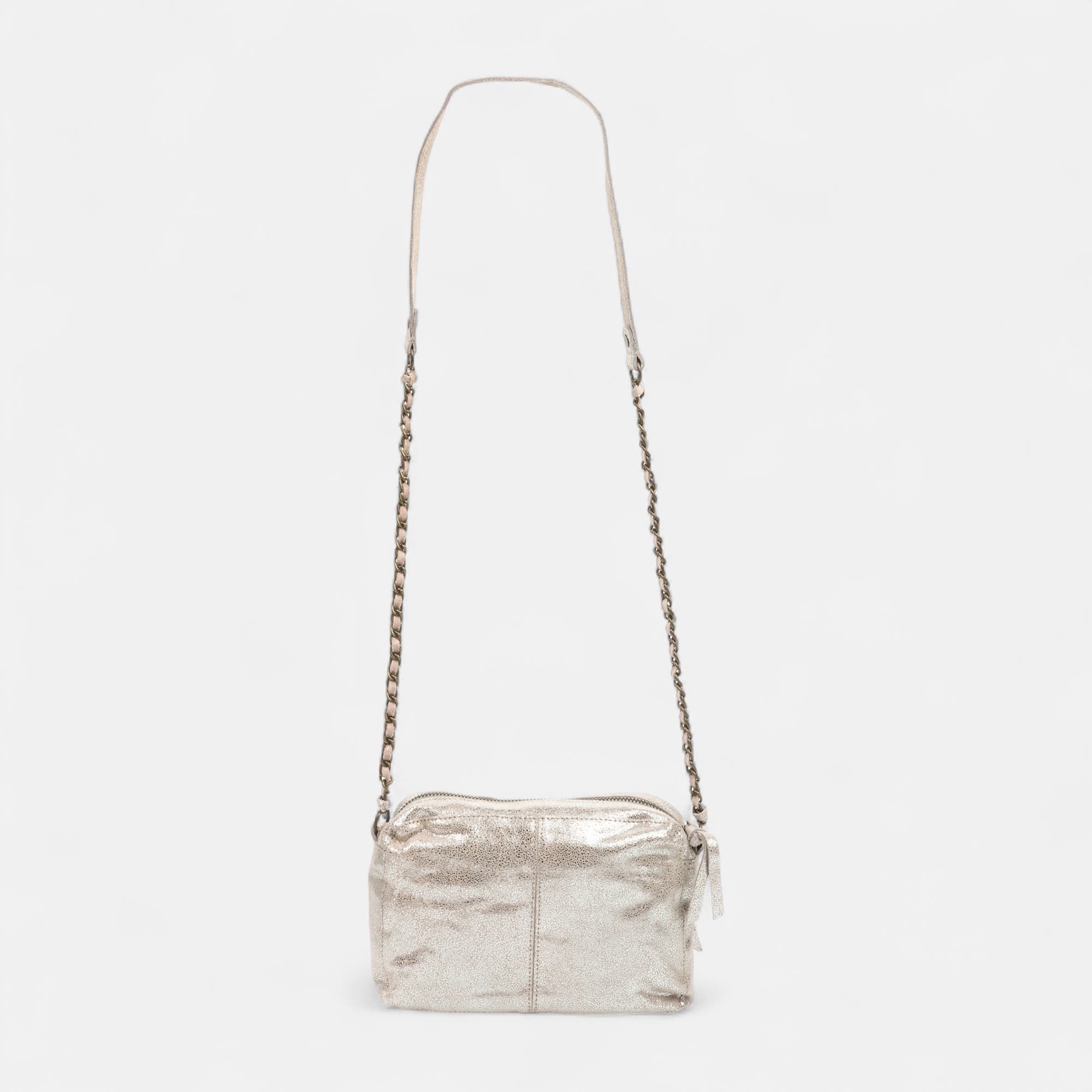 Sac bandoulière en cuir argent