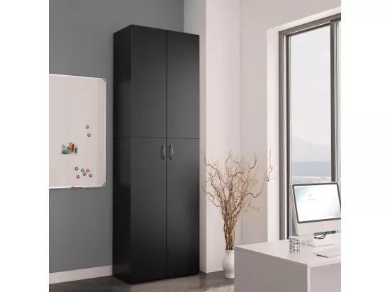 Armoire de bureau Noir 60x32x190 cm Bois d'ingénierie