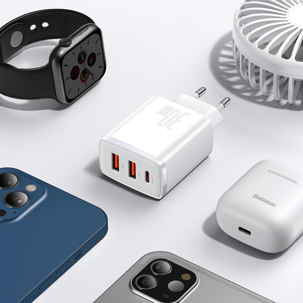 (30W) Dual USB A / USB C Quick Charge QC 3.0 Ladegerät mit Power Delivery 3.0 - Weiss