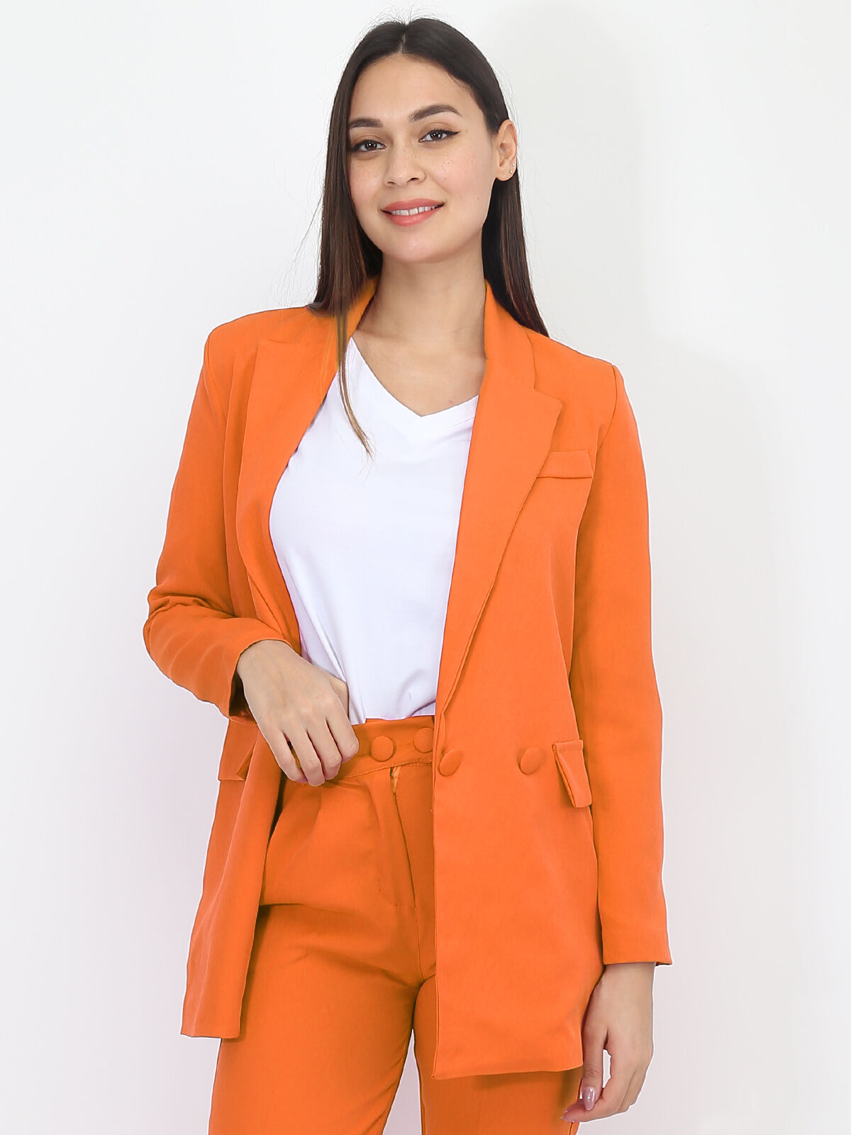 Ensemble tailleur droit- orange