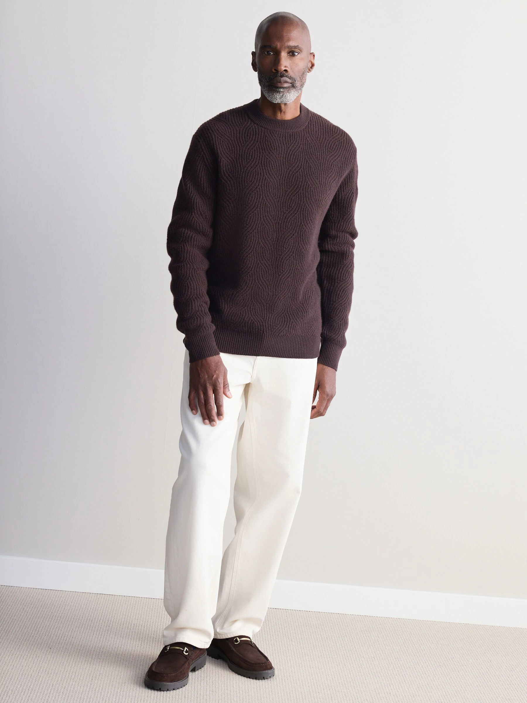 Bordeauxrood - Regular-fit Signature trui van lamswol/cashmere met ronde hals