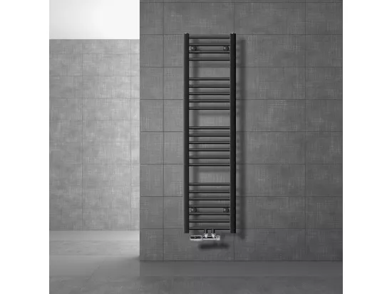 Radiateur Salle de Bain 300x1400 mm Anthracite Droite Raccord Central au Bas