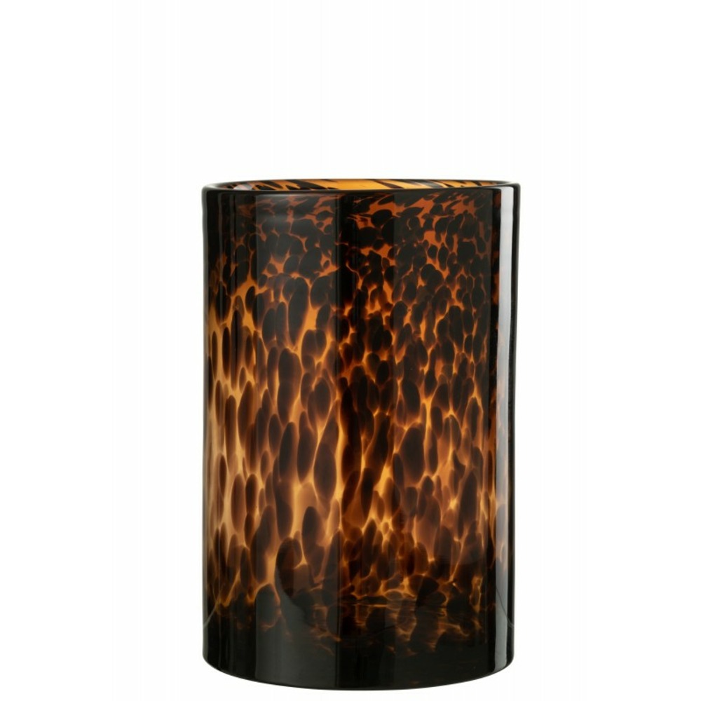 Photophore en verre marron 20x20x29 cm