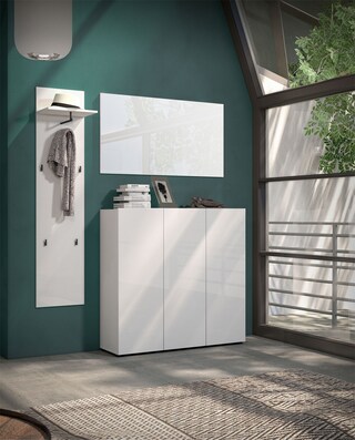 Garderobenpaneel VERONA 40 x 170 cm weiß Lack Dekor