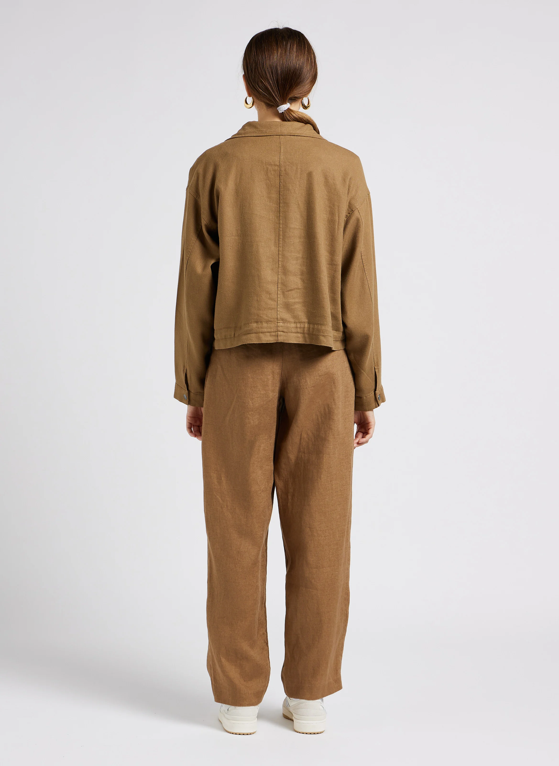 LENNIE - Pantalon taille haute en lin | Marron