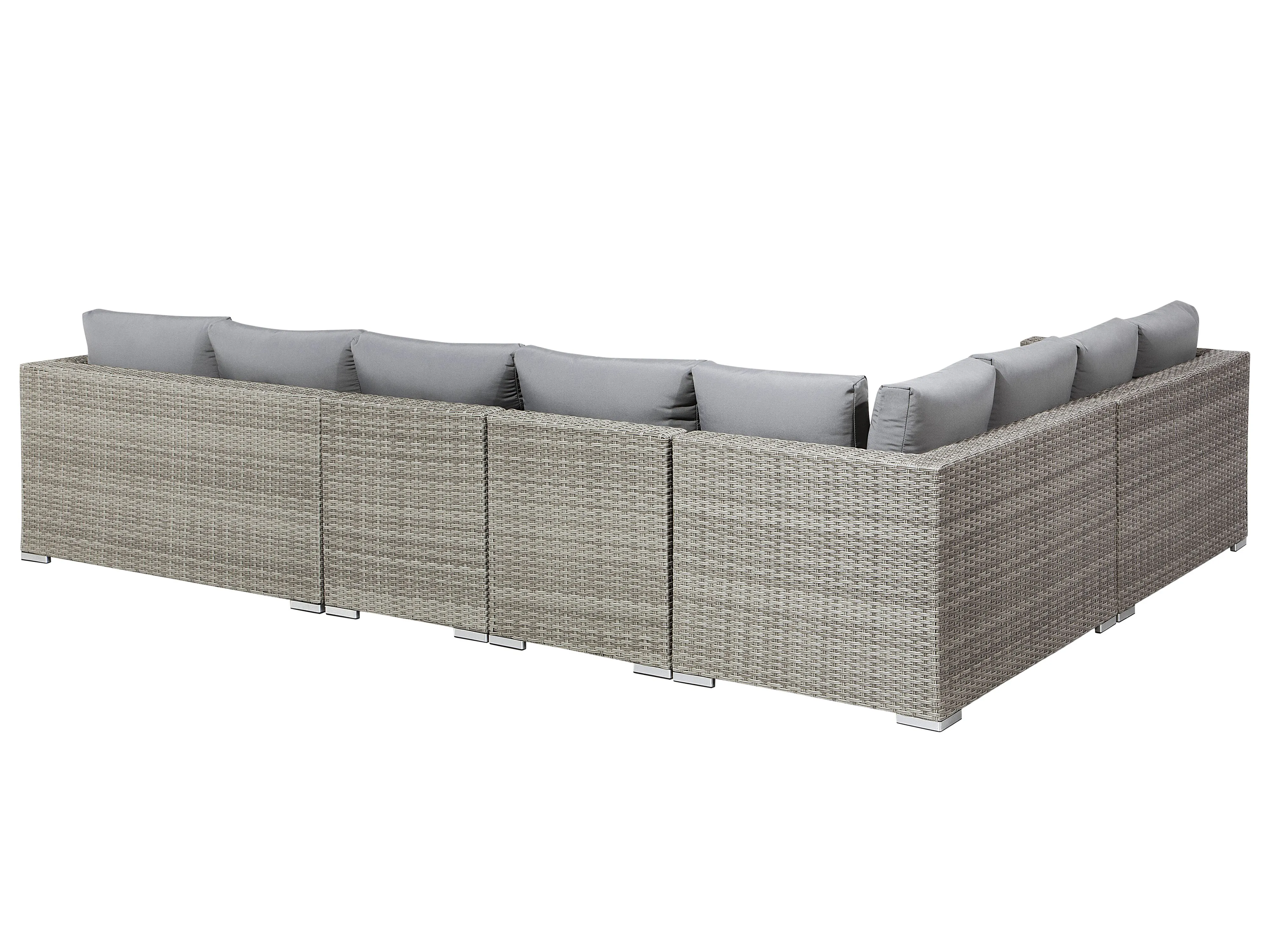 Loungeset met tafel 8-zits XXL rechtszijdig modulair PE rotan Grijs