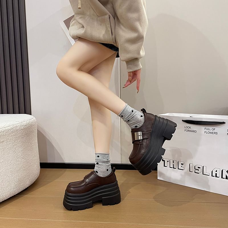 Sleeko - Loafers met gesp en plateauzool