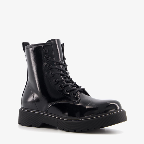 Blue Box dames lak veterboots zwart