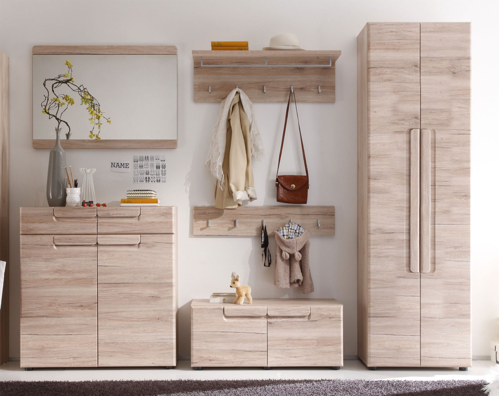 Garderobenschrank Malea San Remo Eiche hell Nachbildungca. 60 x 191 x 38 cm