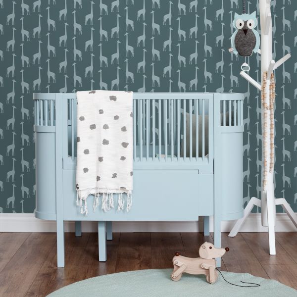 Estahome Giraffen Behang - 0,53 x 10,05 m - Vergrijsd Donkerblauw