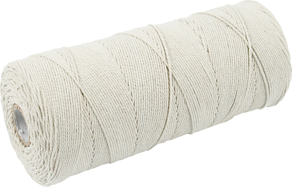 Knyttegarn - Tykkelse 1 MM - L 315 M - Tynd Kvalitet 12/12 - Lys Natur - 220 G