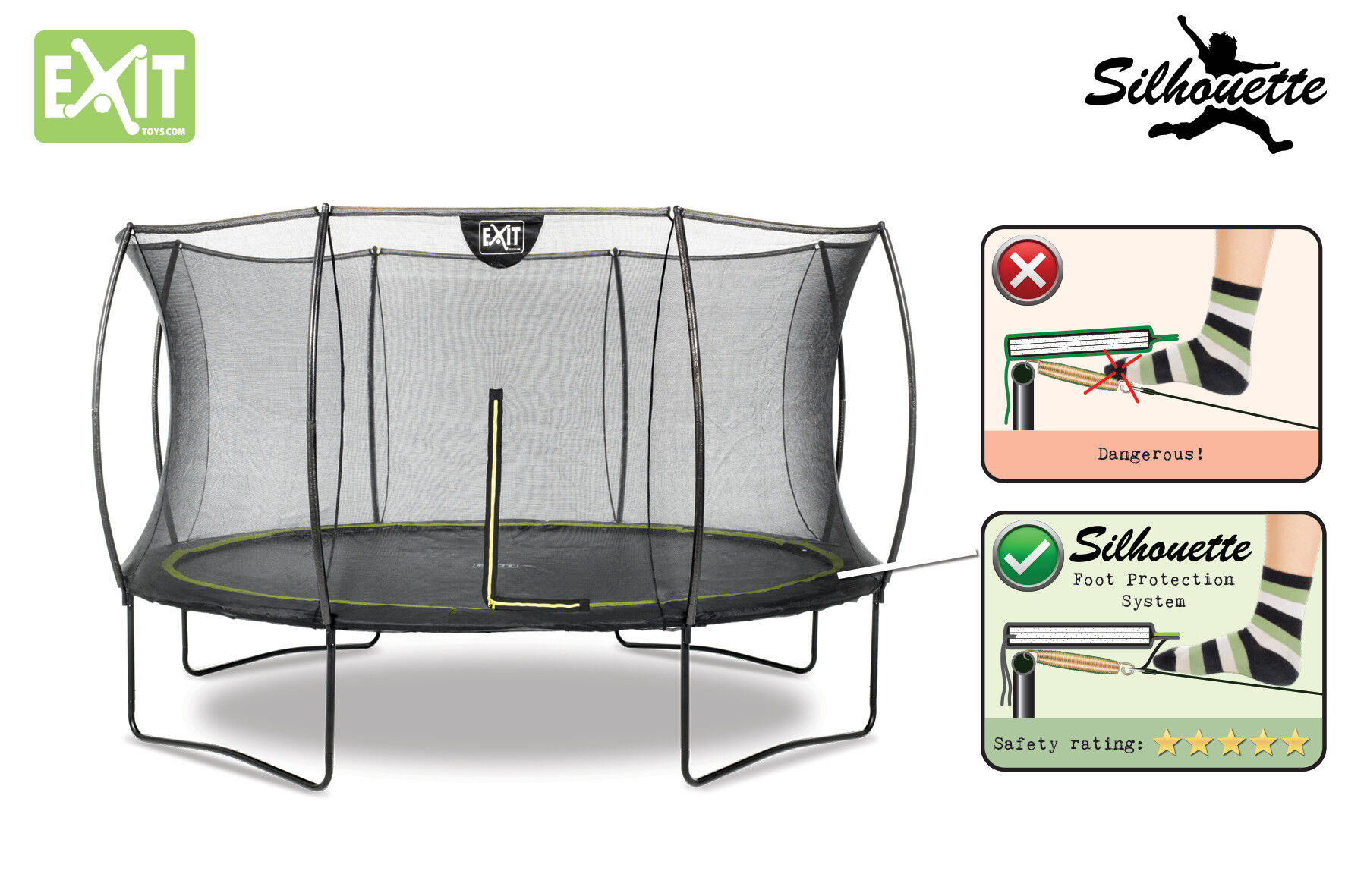 EXIT Silhouette - Trampoline - Zwart - 366 cm