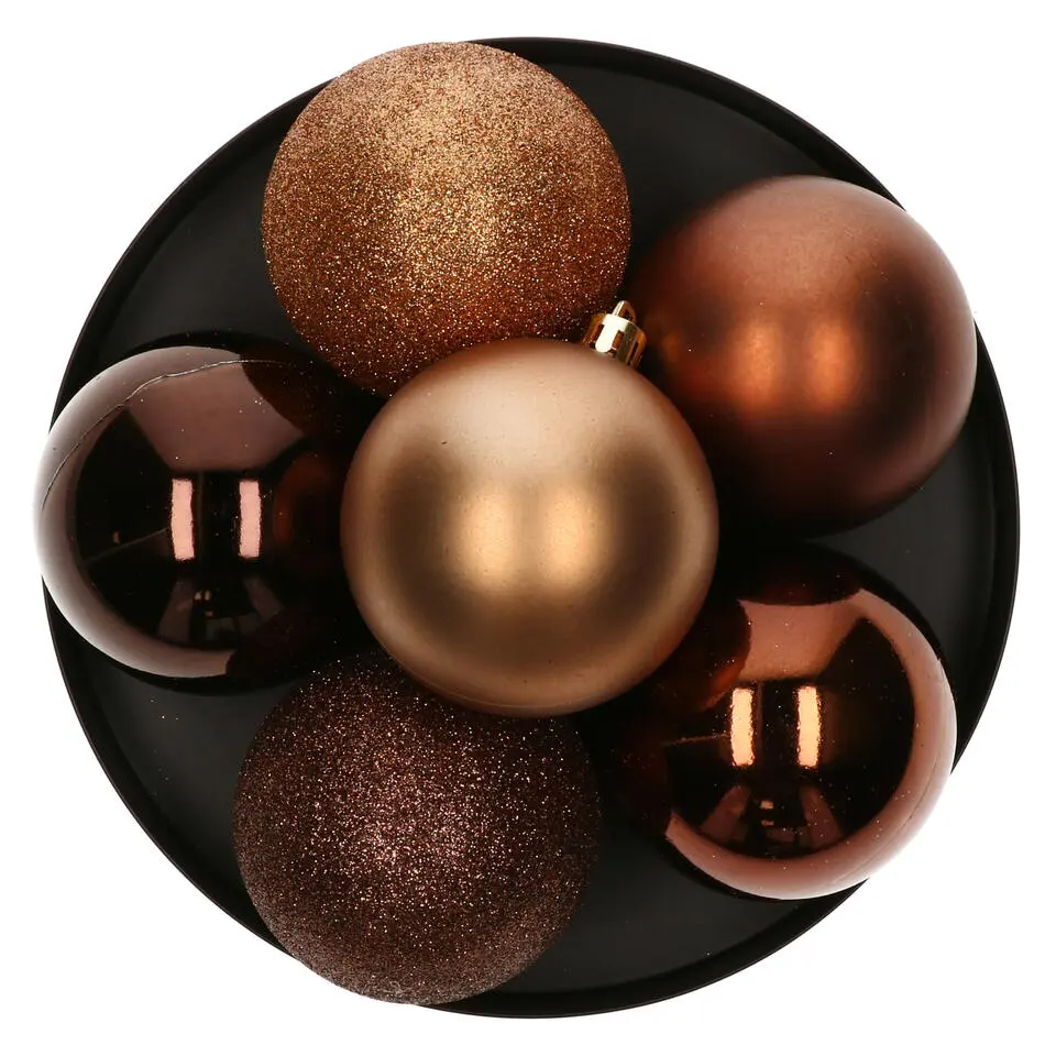 Atmosphera kerstballen - 8x stuks - brons - kunststof - 7 cm
