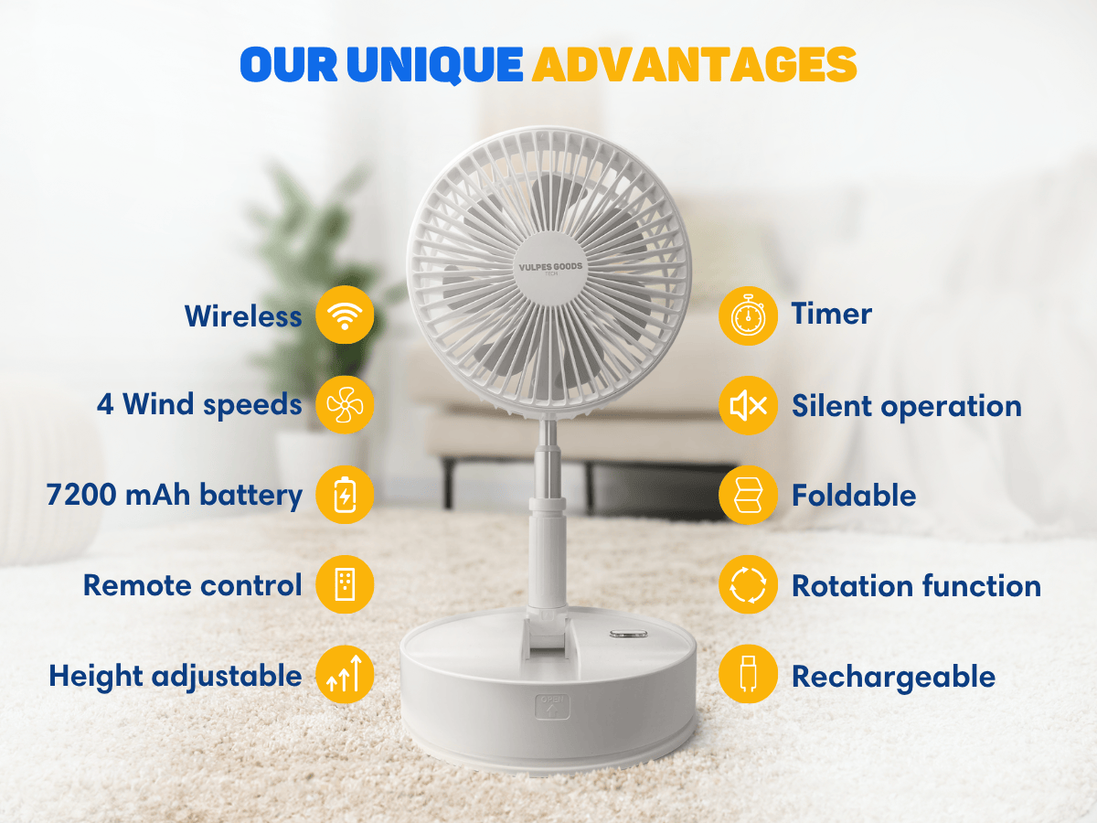 Vulpes Goods draadloze ventilator met afstandsbediening
