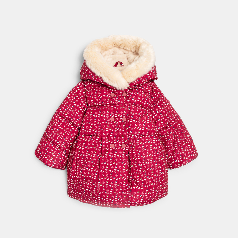Manteau matelassé doublé fleuri rose bébé fille