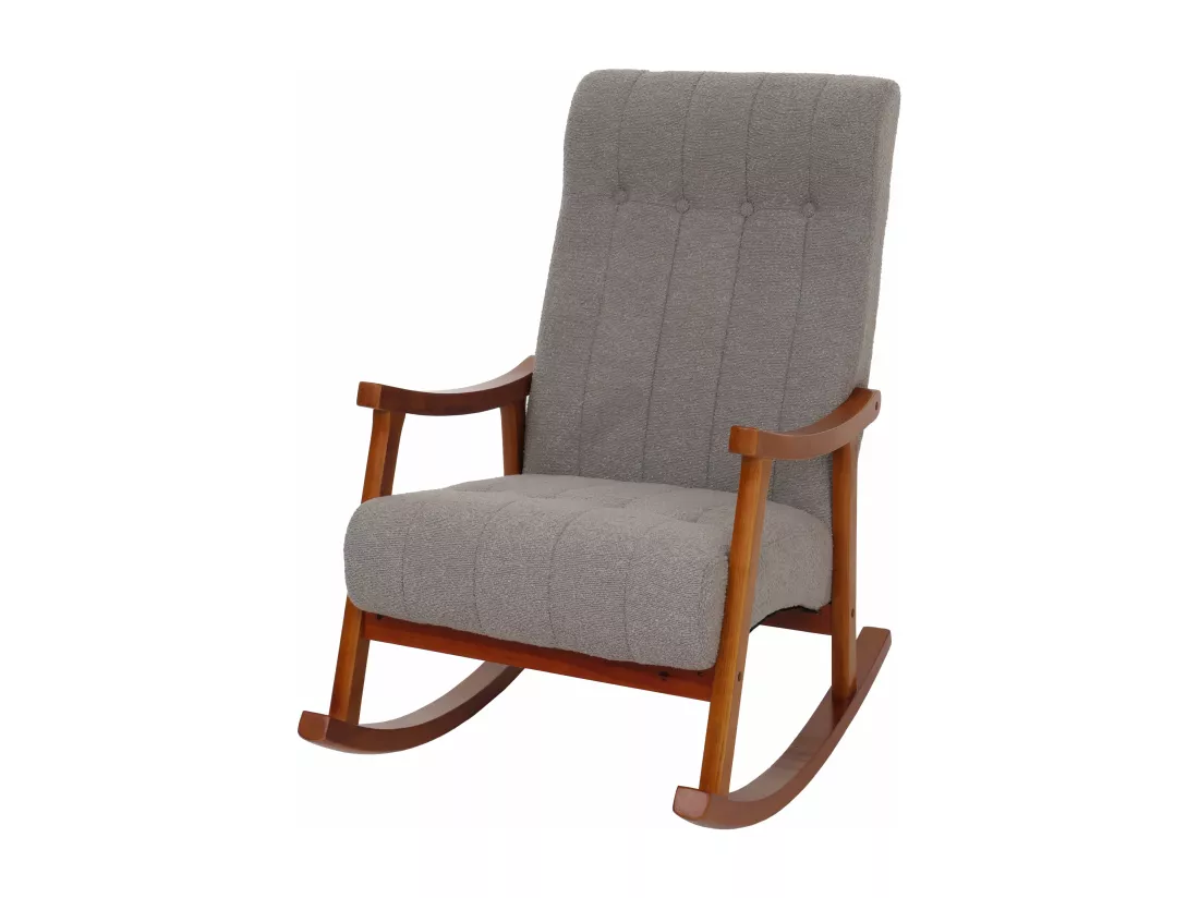 Fauteuil à bascule MCW-K10, gris, structure aspect noyer