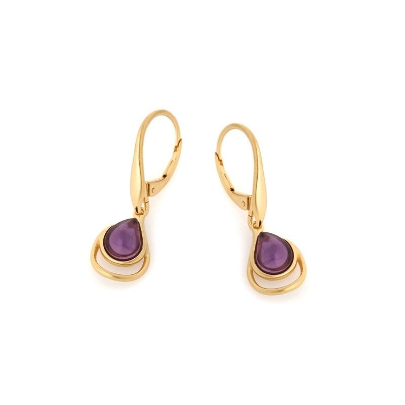 BOUCLES D'OREILLES AMETHYSTE ARGENT DORE