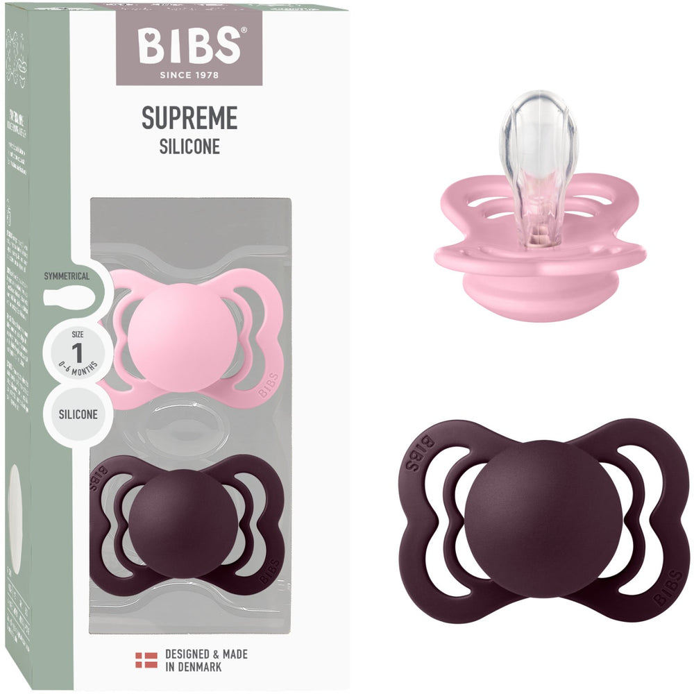 Køb Bibs Baby Pink/Plum Sut Supreme 2-Pak Silikone
