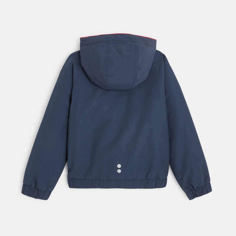 Blouson doublé à capuche bleu garçon